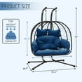 thumbnail image 7 of Bifanuo Double Wicker Swing Egg Chair Hammock Foldable Hanging Loveseat with Stand, UV Resistant Removable Cushions, 700LBS Capacity for Bedroom, Balcony (Black and Blue), 7 of 7