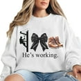 thumbnail image 3 of Blue Collar Lineman Sweatshirt – Cute Bow Graphic Sweater for Electrician Girlfriend, Lineman Wife Gift, Cozy Unisex Pullover, 3 of 7