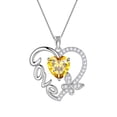 thumbnail image 1 of Juwaliy Collar de Corazón de Amor Amarillo Mariposa Collar de Piedra de Nacimiento de Noviembre Citrino Dije de Plata Esterlina 925 Joyería Mujeres Regalos de Navidad Cumpleaños para Madre, 1 of 10