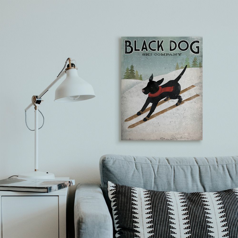 Stupell Industries Black Dog Ski Company Winter Sports Pet Sign Designed by Ryan Fowler