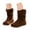 Brown, variant on Otqutp Kids Mid Calf Boots for Girls aux Suede Ruched Tall Boots with Pull Tabs Soft Flat Non Slip Rubber Sole Boots Autumn Winter Outdoor Wear
