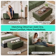 Linsy Home Plush Corduroy Sleeper Sofa Bed with Storage Chaise, Pull Out Couch Bed with USB, Cup Holder, Side Pocket, U Shaped Sectional Couches for Living Room, Apartment, Green