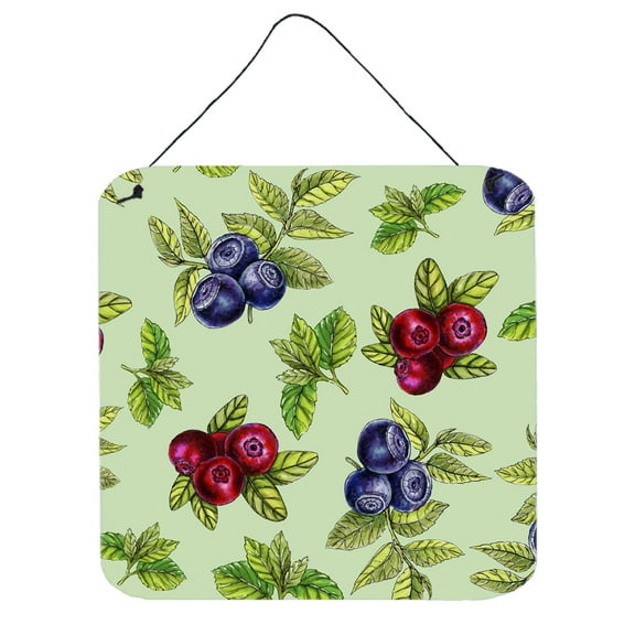 Carolines Treasures BB5208DS66 Berries in Green Wall or Door Hanging Prints 6x6 multicolor