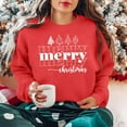 thumbnail image 5 of HOMBOM Womens Christmas Sweatshirt Classic Merry Print Crewneck Festive Holiday Pullover Casual Gift, 5 of 8