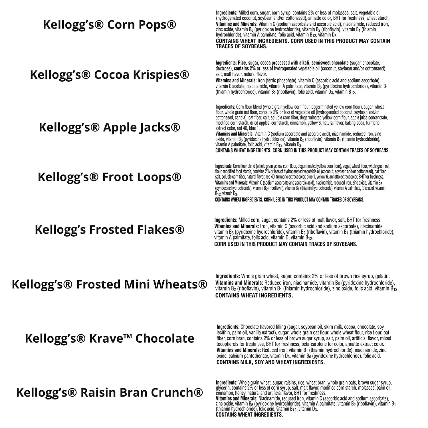 Kellogg's Cereal in a Cup Variety Pack - 8 Tasty Flavors, Portable Breakfast, Bulk Size (Pack of 60 Cups)
