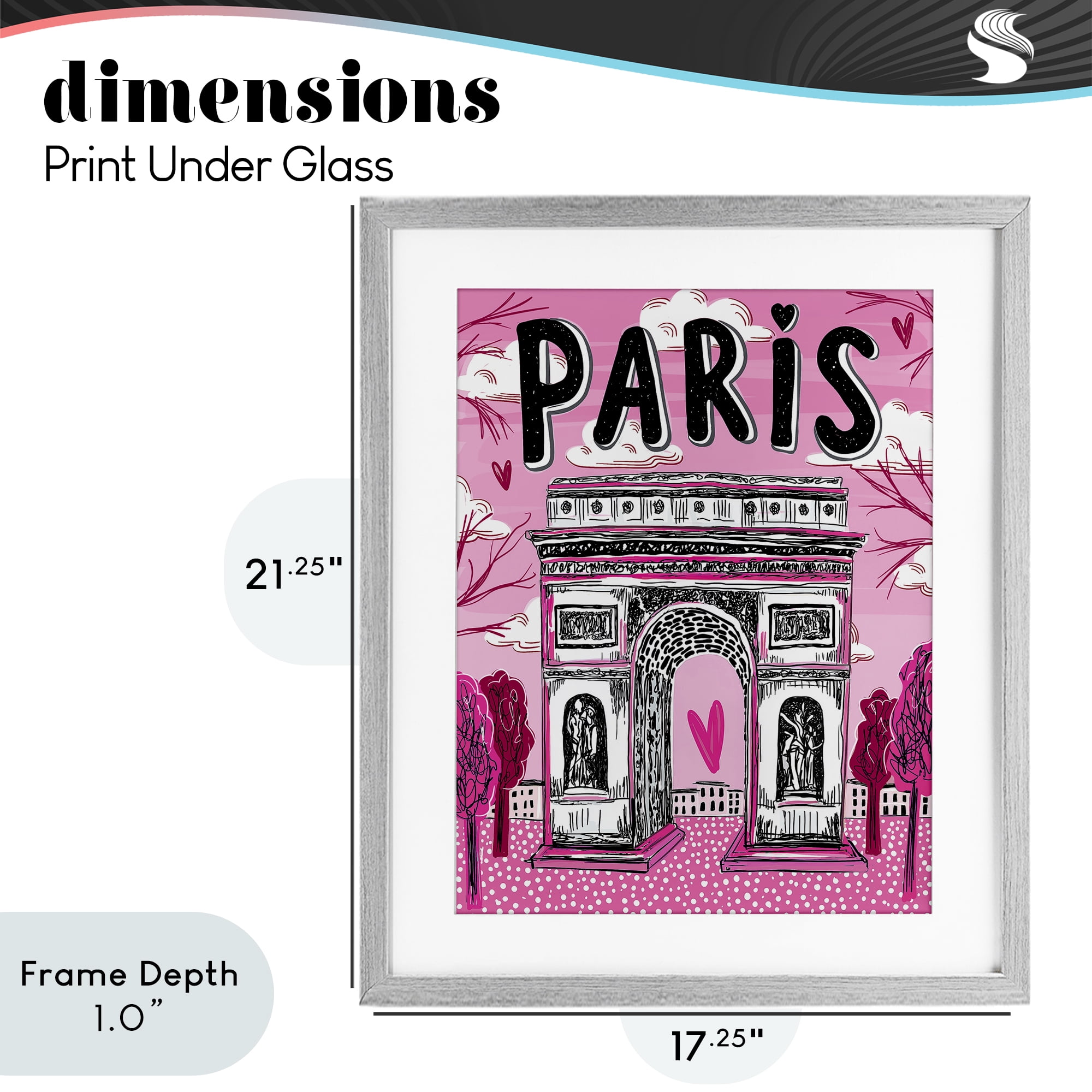 Stupell Industries Romantic Paris Arc de Triomphe Gray Framed Print Under Glass, design by Jess Stempel