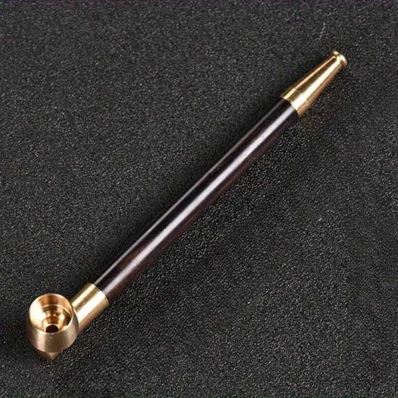 Hotpom Slender Long Pipe, Removable and Washable Household Gadget, Unisex Pipe Filter and Pipe Accessory, Solid Wood and Metal Stem Perfect for Decor and Photography Props Use