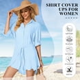 thumbnail image 4 of liyiyiyia Bathing Suit Cover up for women Shirt Summer Beach Swimwear Casual Outfits Blue, 4 of 8