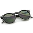 thumbnail image 5 of zeroUV Unisex Retro Horn Rimmed Keyhole Nose Bridge P3 Round Sunglasses 49mm (Shiny Black / Green) - 49mm, 5 of 5