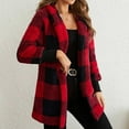 thumbnail image 3 of Aoujea Shacket Jacket for Womens Fashion Winter Coat Long Sleeve Plaid Faux Shearling Oversized Jacket on Clearance S-2XL, 3 of 8