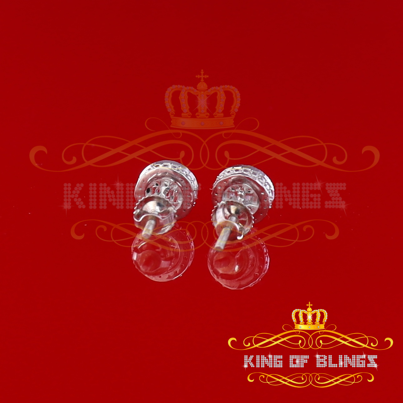 King of Bling's 925 White Silver 0.20ct Real Diamond Women's/Men's Round Fashion Earrings