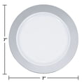 thumbnail image 2 of Party Central Club Pack of 120 White and Silver Metallic Rim Disposable Plastic Round Party Plates, 2 of 2