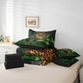 thumbnail image 4 of Leopard Bed Set in a Bag 7 Pcs,Wild Animal Cheetah Brown Leopard Print Bedding Set,Jungle Wildlife Botanical Green Grass Comforter with Fitted,Flat Sheet,Pillowcase,Pillow Covers,Twin, 4 of 5