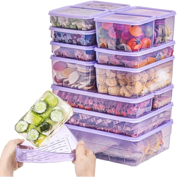 Twist-Release Freezer Containers,12 Pack Flexible When Frozen | Anti-Break, BPA-Free, Stackable