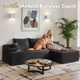 thumbnail image 3 of Ovios 96" Boneless Sectional Couch, Deep Seat Modular L-Shaped Sofa with Chaise for Living Room, Apartment, Grey(Plush Corduroy), 3 of 11