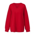 thumbnail image 4 of Women's Hoodless Sweatshirt Oversized Sweatshirt For Women V Neck Fleece Long Sleeve Pullover Casual Cute Sweatshirt 2025 Fall Clothes, Women's Hoodless Sweatshirt M, 4 of 9