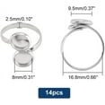 14pcs Finger Ring Blank Base 17mm Adjustable Cuff Ring Settings