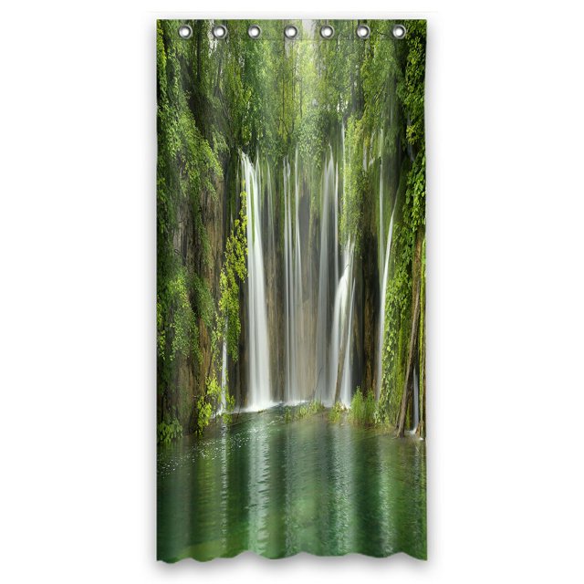 ABPHQTO Gran cascada de Plitvice Cortina de ducha impermeable de poliéster y ganchos 90x180 cm