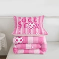 thumbnail image 5 of Erosebridal Girls Pink Cartoon Football Full Size Comforter Sets,Dreamy Princess Style Bedding Sets For Kids,Reversible Pink 3-Piece, 5 of 7