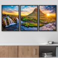 thumbnail image 3 of wall26 Framed Canvas Print Wall Art Set Majestic Waterfall Mountain Sunset Nature Wilderness Photography Realism Decorative Landscape Colorful for Living Room, Bedroom, Office - 16"x24"x3 B, 3 of 5