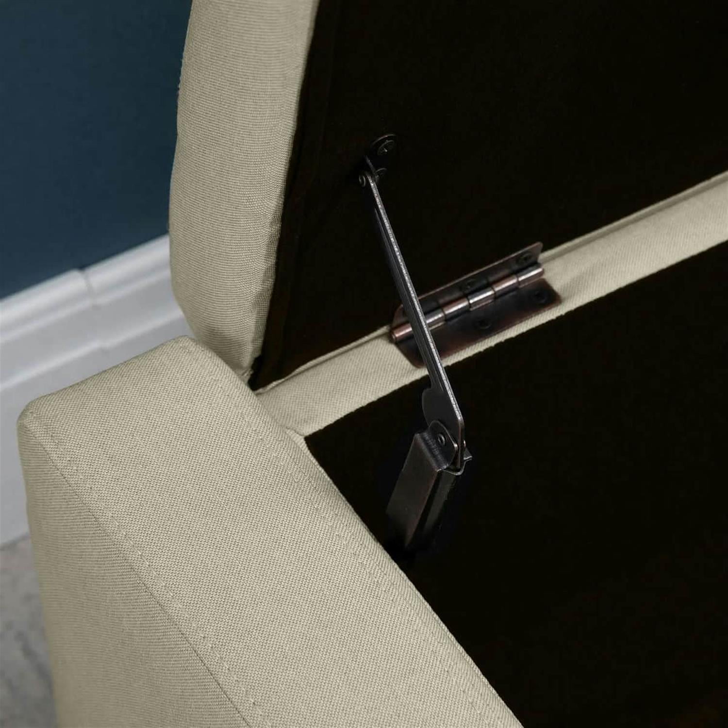 Demi Bonn 36" Upholstered Ottoman Bench, Button Tufted Storage Ottoman with Hidden Compartment, Lift-Top Ottoman for Living Room, Beige