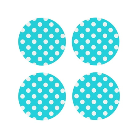 

Fuzoiu Aqua And White Polka Dot Print Leather Coasters Set Drink Coasters Set of 4 for Tabletop Protection Durable PVC Coasters Home Décor and Housewarming Gift-Round Shape