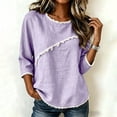 thumbnail image 5 of Jinhomg Ladies 3/4 Sleeve Blouses Cotton Blend Tops with Frayed Edge Lightweight Business Casual Summer Outfits for Women 2026 Purple,L, 5 of 9