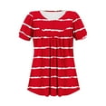 thumbnail image 6 of Xixinqiwan Women Tops under $10.00,Women Summer Casual Shirts Short Sleeve Striped Tunic Tops Crew Neck Tee Tshirt Blouses for Women Red L, 6 of 7