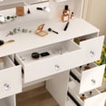 thumbnail image 3 of Caulitar White Vanity Table with Lighted Mirror, Dressing Desk With 4 Shelves and Stool, Makeup Table for Women, 3 of 8