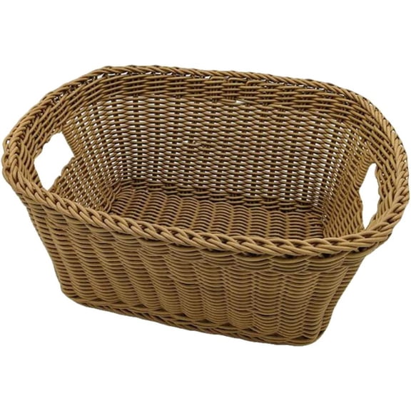 Cabilock Woven Storage Basket Large Storage Container with Handles Rustic Decorative Rattan Storage Basket for Laundry Bedroom Bathroom (Bottom 11.8x7.9x7.9 inch)