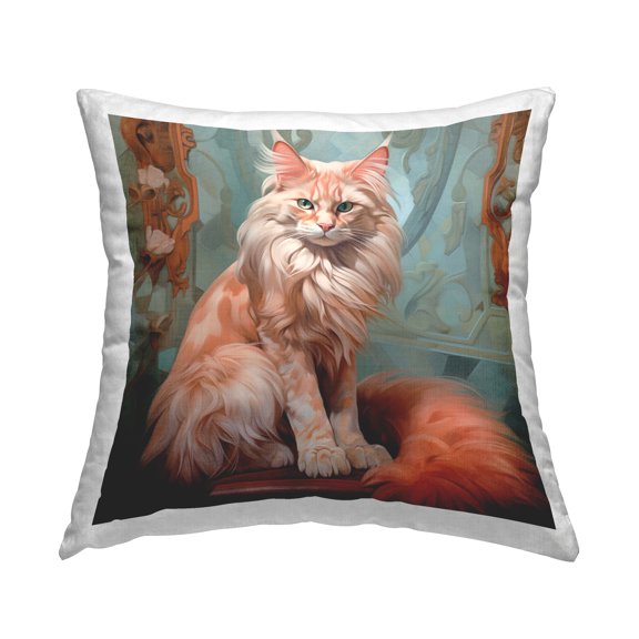 Stupell Industries Cat Nouveau Portrait Decorative Printed Throw Pillow Design by Steve Hunziker.