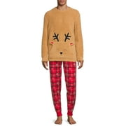 Sleepy Nites Reindeer Sherpa Holiday Matching Family Christmas Pajamas Men's Sleepwear Set, 2-Piece, Sizes S-XL