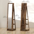 thumbnail image 2 of CoSoTower 360° Swivel Jewelry Armoire, Lockable Mirror Jewelry Cabinet with Built-In Small Mirror, Rustic Brown, 2 of 7