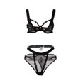 thumbnail image 5 of Gibobby Conjunto Lencería Tanga Y Bralette Conjunto de Lencería de Malla, Conjunto de Lencería Elegante para Dama para Noche de Bodas(Negro, G), 5 of 5