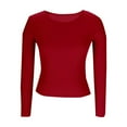 thumbnail image 3 of vigerkar Womens Long Sleeve Shirts Blouses Fall Fashion Ribbed Basic Tops Winter Clothes (Red, L), 3 of 4