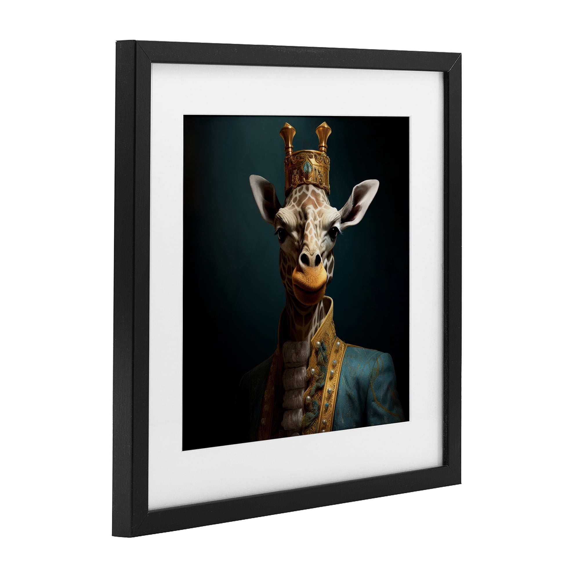 Stupell Industries Giraffe Gaze in Regal Crown Black Framed Print Under Glass, design by Lazar Studio