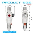 thumbnail image 3 of NANPU 1" NPT Compressed Air Filter Regulator Combo Piggyback, 5 Micron Brass Element, Poly Bowl, Semi-Auto Drain, Metal Bracket, 0-150 psi Gauge, 3 of 7