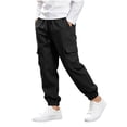 thumbnail image 3 of ZBSOKO Cargo Joggers for Boys Elastic Waist Elastic Cuff Fashion Track Pants with Multi Pockets Running Workout Pant Sizes 5-15 Years, 3 of 7