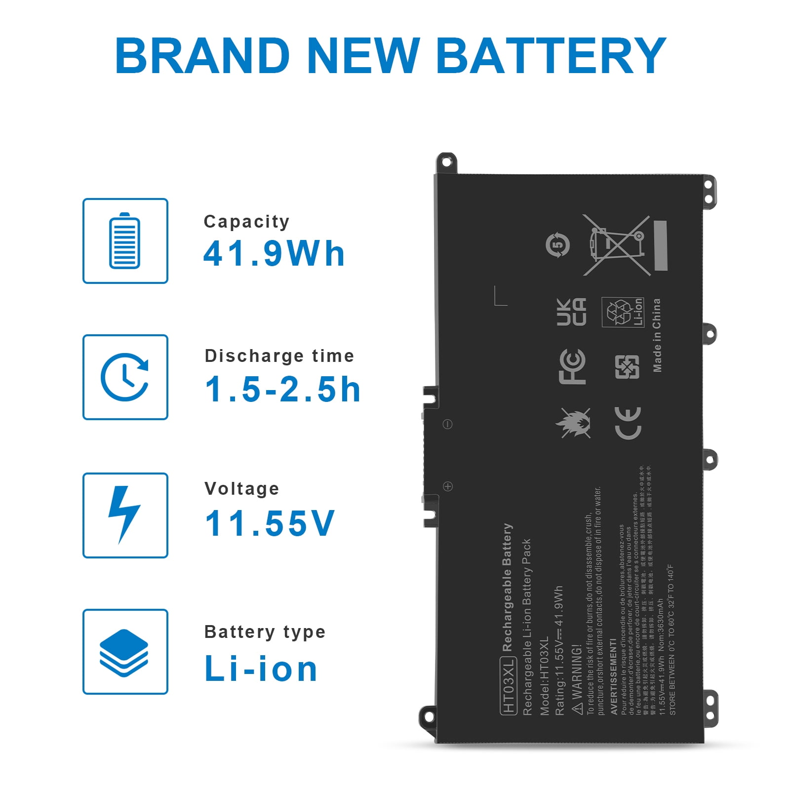 HT03XL L11119-855 Laptop Battery for HP Pavilion 14-CE 14-CF 14-DF 15-CS 15-DA 15-DB 15-DW 17-by 17-CA Series 15-CS0053CL 15-DW0033NR 15-DA0014DX L11421-542 L11421-2C2 HSTNN-UB7J HSTNN-DB8R HT03041XL