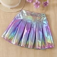 thumbnail image 5 of Girls Holographic Skirt Pleated Rainbow Iridescent Tutu for Party Dance Recital, Elastic Waist Machine Washable, Sizes 4-16 Years,Size 8-9T, 5 of 9