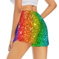 thumbnail image 3 of Goofa Glitter Rainbow Printed Women 2 in 1 Running Shorts,Quick Dry Athletic Workout Shorts,High Waisted Athletic Shorts with Liner Pockets-Large, 3 of 9