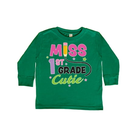 

Inktastic Miss 1st Grade Cutie with Pencil and Stars Gift Toddler Toddler Girl Long Sleeve T-Shirt