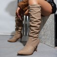 thumbnail image 5 of YLYL Womens Slouchy Knee High Boots Mid Calf Boots Kitten Heel Pointed Toe Heeled Boots, 5 of 9
