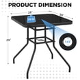 thumbnail image 3 of Topeakmart Outdoor Bistro Table with Square Tempered Glass Top and Umbrella Hole, Black, 3 of 6