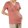 thumbnail image 7 of breaise Women's Nursing Shirts V Neck Breastfeeding Tshirt Rib Knit Short Sleeve Maternity Tops, 7 of 7