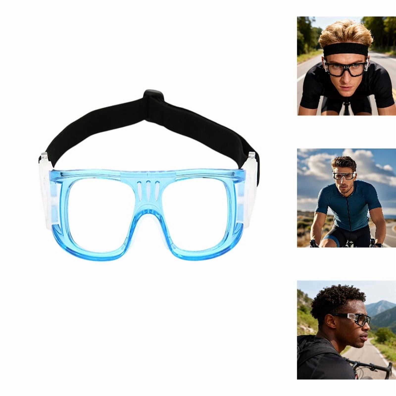 Glasses Riding Sports Goggles for Outdoor Activities with PC Frame and Shield Lightweight Aluminum-Like Protective Eyewear for Basketball Racquetball Football and More, 15x5 cm, Blue