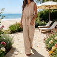 thumbnail image 2 of Women's Linen Sets V Neck Sleeveless Tunic Tank Tops & Wide Leg Pants Loose Fit Casual Homewear Fashion Trendy Loungewear 2026 Summer Beach Vacation Outfits, 2 of 9