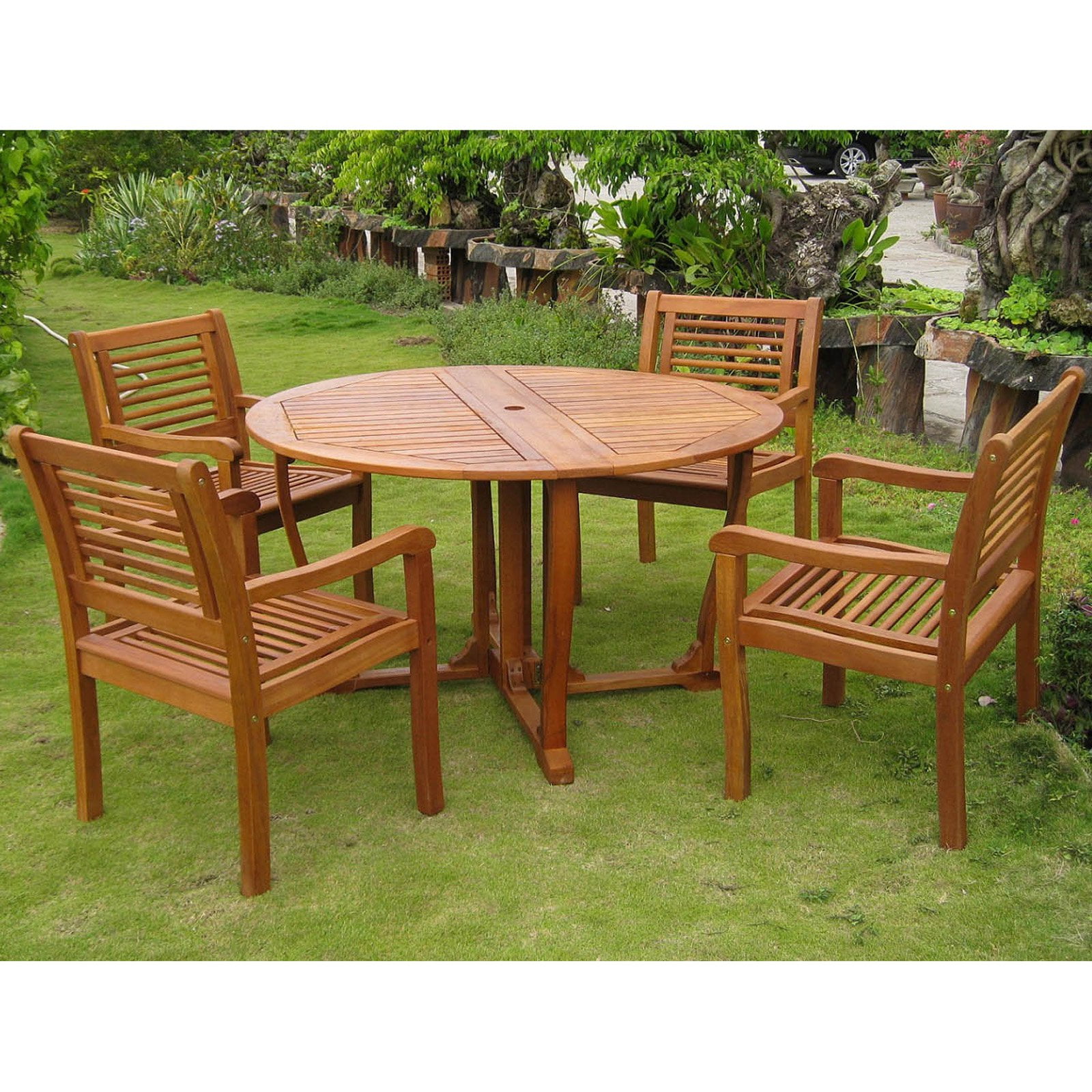 International Caravan Royal Tahiti Madrid Balau Wood 5 Piece Patio International Caravan Royal Tahiti