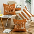 thumbnail image 5 of Fall Throw Pillow Covers, Pumpkin Maple  Leaf  HELLO Decorative Holiday Pillow Case 18 x 18 Autumn Cushion Covers Thanksgiving Pillowcase for Indoor Home Bedroom Couch Sofa Decor Orange, 5 of 5