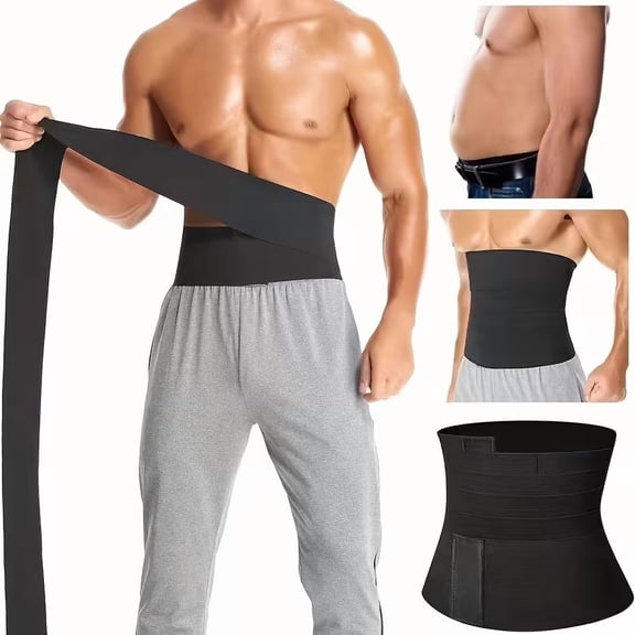 Adjustable Men's Waist Training Belt, Sauna Effect Body Shaper, Abdomen Waist Binder, Wide Coverage Wrap Design, Suitable for Exercise and Fitness